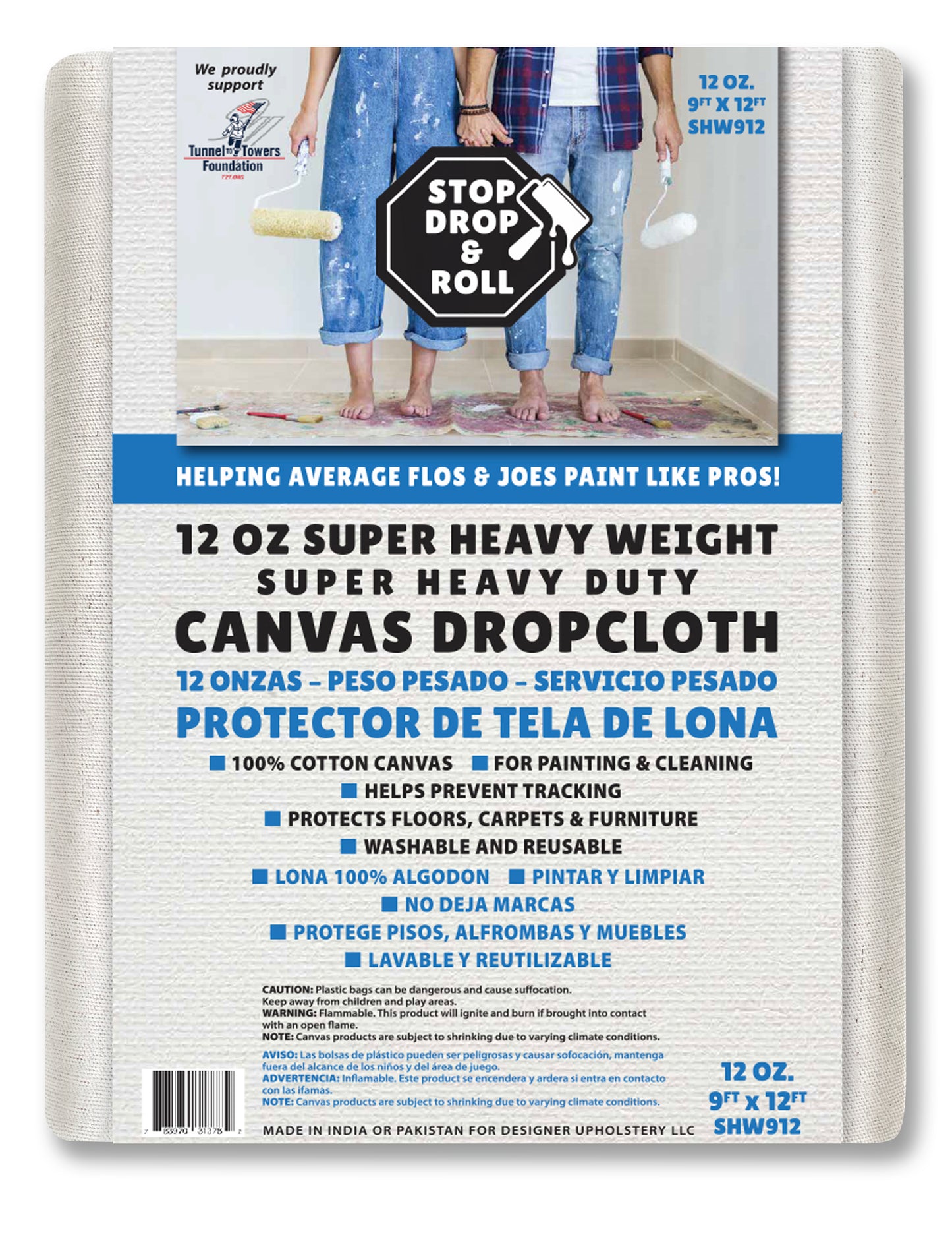 Canvas Drop Cloths | Super Heavy Weight | 12 Oz. | Protective Tarp