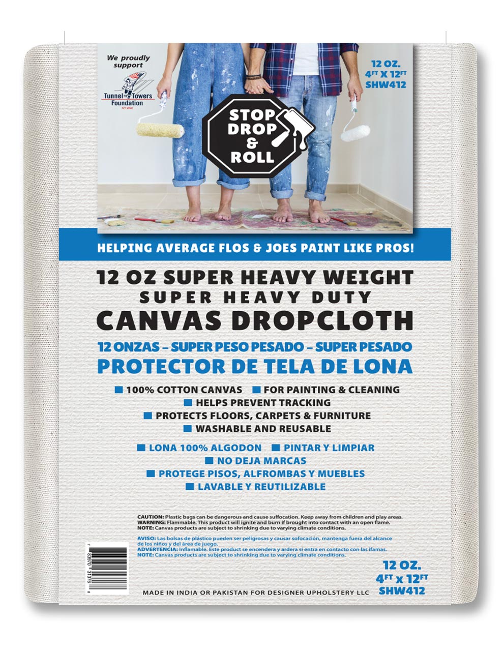 Canvas Drop Cloths | Super Heavy Weight | 12 Oz. | Protective Tarp
